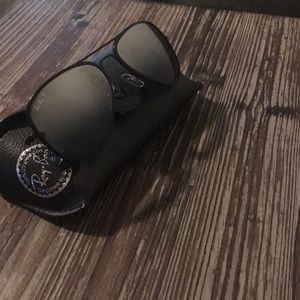 Ray-Ban Polarized black frame mirror aviators
